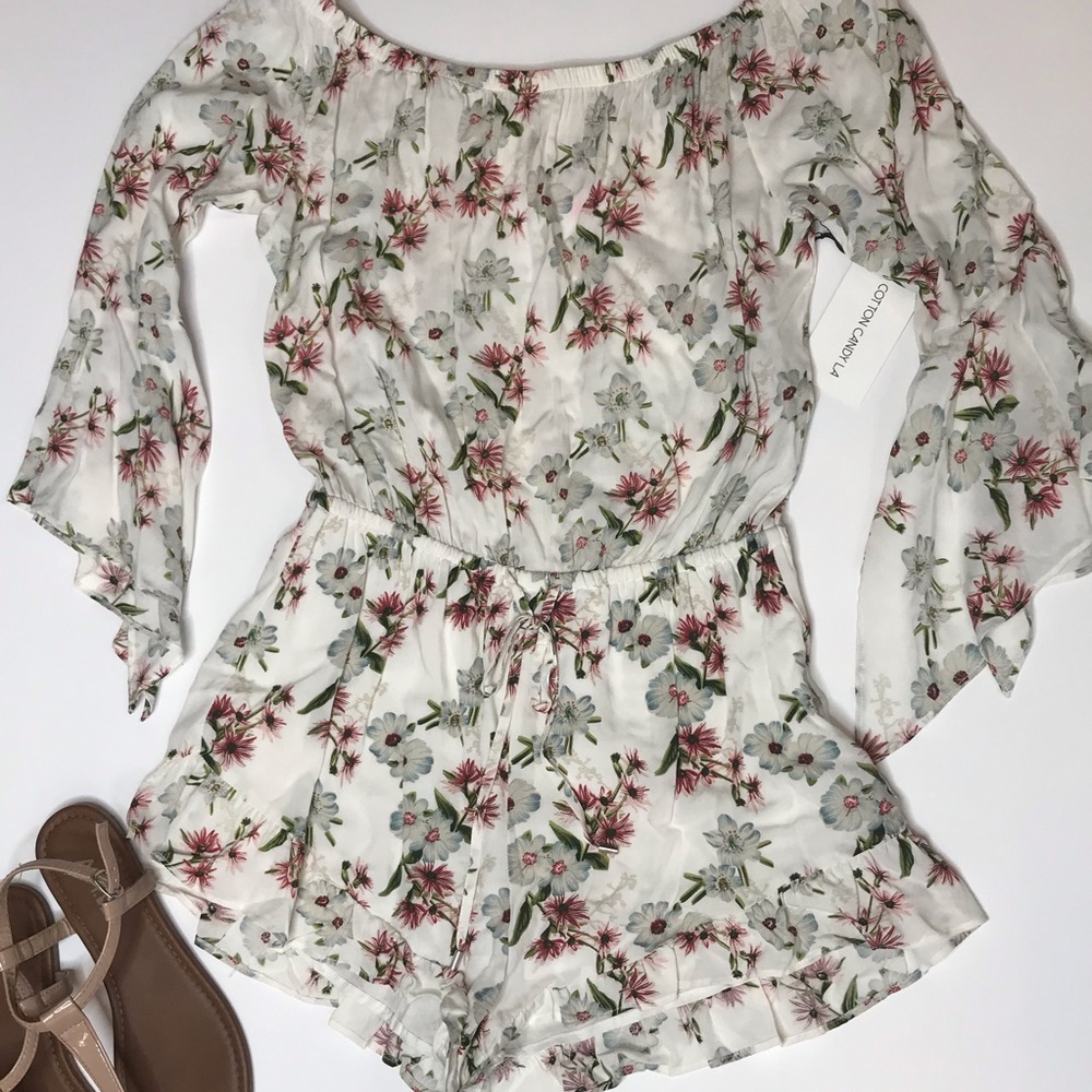 Cotton Candy LA Ivory Floral Romper